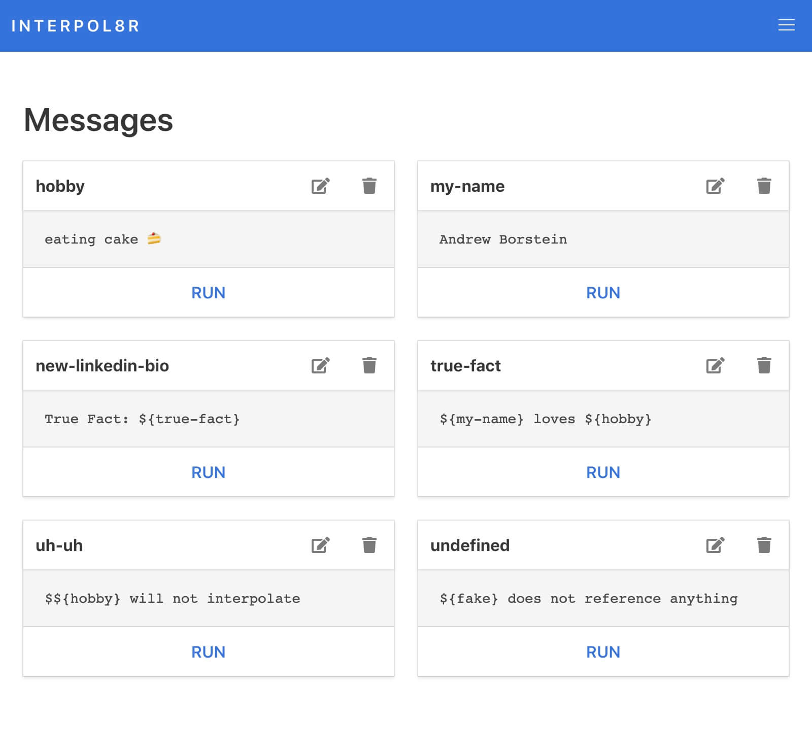 Screenshot of Interpol8r web app